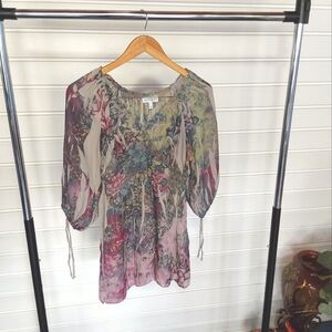 Fashion Bug boho floral peasant shear blouse size large